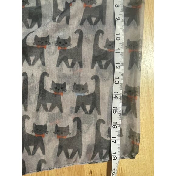 Alina Gray Cat Print Infinity Scarf Lightweight Sheer Polyester Loop - Picture 5 of 7